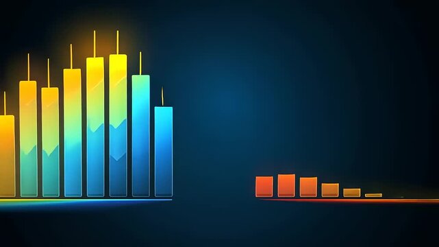 Vibrant Financial Data Visualization: Colorful Bar Graph Illustrating Market Trends and Growth