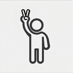 Stick figure raising peace sign in black and white design for World Disarmament Day  