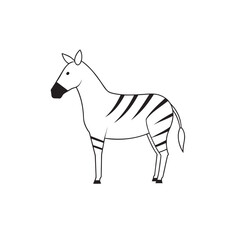 Simple Line Art Vector Illustration of a Standing Zebra with Stripes and Mane Detail