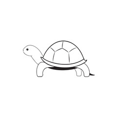 Simple Line Art Illustration of a Cute Turtle in Profile View