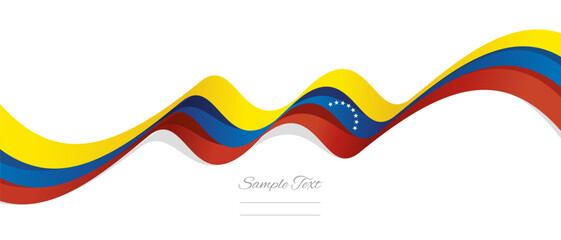 New abstract Venezuela wavy flag ribbon with shadows. Venezuelan flag vector illustration isolated on white background