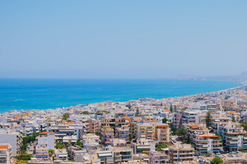 Fototapeta premium Panoramic view of the cozy seaside town of Rethymno. Greek gem of Crete