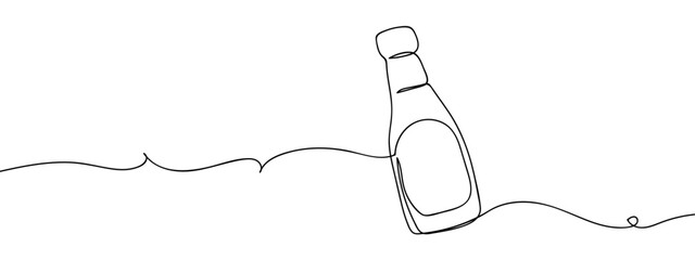 Obraz premium Continuous line hand drawn vector illustration of a bottle of ketchup isolated on transparent background. edit stroke.