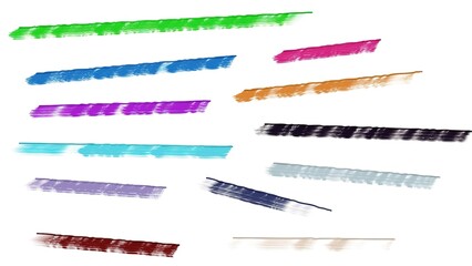 A collection of colorful brush strokes isolated on a white background
