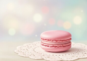 Dreamy Pink Macaron Treat Delicate Pastel Confectionery Concept
