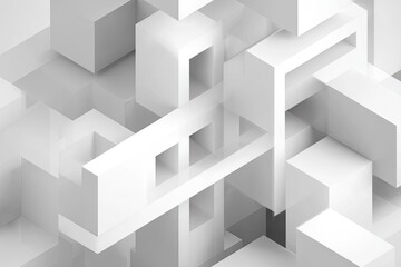 Abstract 3D white cubes