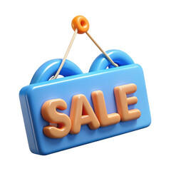 3d rendered sale sign hanging isolated on transparent background