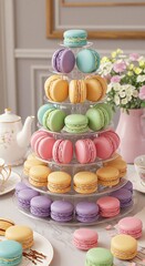 Elegant Macaron Tower Pastel Perfection Sweet Treats Celebration