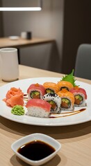 Elegant Sushi Platter Gourmet Asian Food Presentation Rolls Nigiri