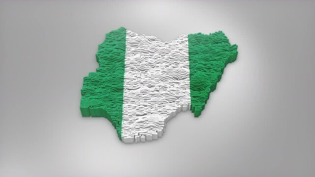 Nigeria country opener intro with 3d bars forming the map with Waving Flag Design which useful for news, political events, sports intros and presentation.