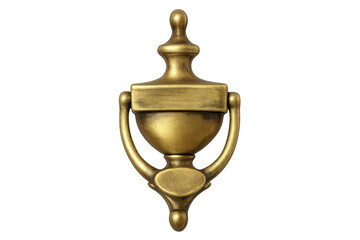Antique brass door knocker with intricate design, displayed on a transparent background, showcasing classic elegance and craftsmanship