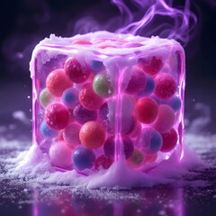 Halloween Background with Colorful Candies and Fog