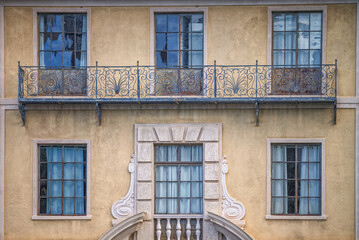 Facade of an Old House in Decay.
