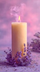 burning candle in the snow