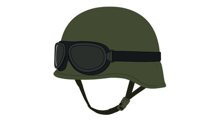 Military helmet with goggles in modern flat design