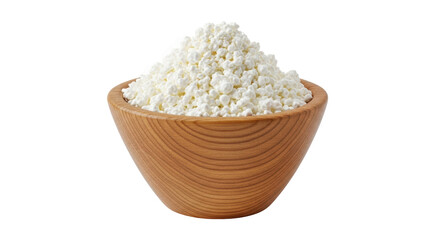 Isolated Cottage Cheese in Wood Bowl
