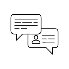 Text chat conversation icon with speech bubbles and user profile