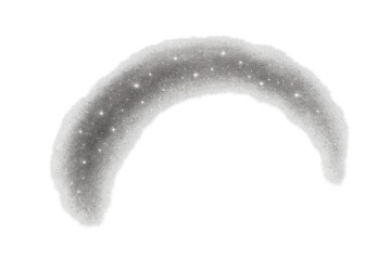 Glittering white particles creating curved trail with sparkling stars, floating on transparent backdrop, enhancing magical visual design elements