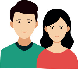 Colorful Minimal Vector Portrait of Couple Standing Side by Side