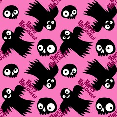 Halloween ghost seamless cute cartoon pattern for wrapping paper and fabrics