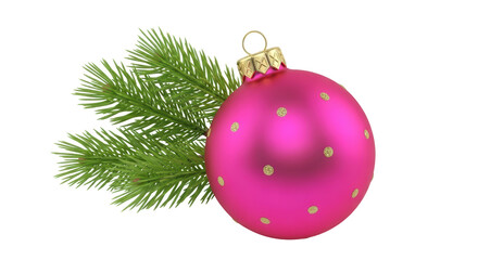 Isolated Christmas Ornament with Fir Branch