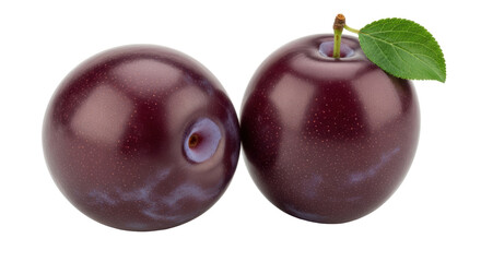 Isolated Two Plums, Fresh Juicy Fruit