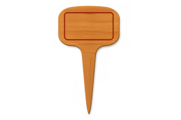 Rustic wooden signboard with rounded edges, framed in bright red, set against transparent backdrop for flexible design integration