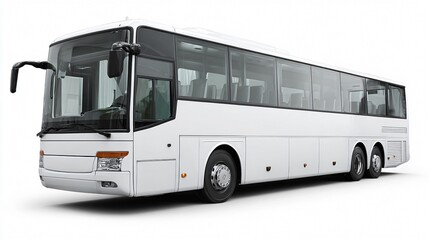 Modern White Passenger Bus Isolated on White Background - Professional Vehicle Photography
