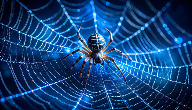 Spider on glowing web
