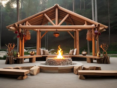 Gathering place with bonfire 