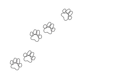 犬の足跡シルエット 下絵風