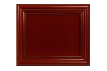 Fototapeta premium Wooden picture frame displaying maroon surface, isolating artwork with clean transparent background for professional presentation