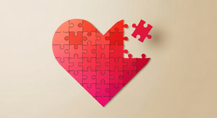 Heart Shape Made from Gradient Puzzle Pieces graphic