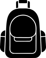 Backpack Icon Illustration for School Travel and Outdoor Adventures Simple Black and White Design Vector Art