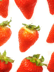 Fresh and juicy red strawberry on white background. Premium high quality organic product. Food supply industry.