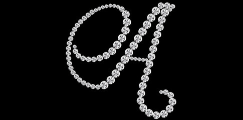 Silver Diamonds Alphabet Letter A Luxury Text Design Vector Illustration.	