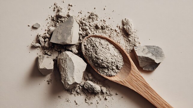 Raw clay chunks isolated