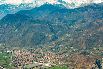 The central part of the Susa Valley.Val di Susa, Piedmontese. Valley in the Metropolitan City of Turin, Piedmont region of northern Italy, located between the Graian Alps