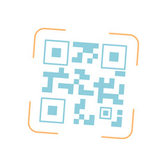 Flat QR code with unique design. Modern code suitable for scanning applications. Effective digital technology used for online marketing, ecommerce, and promotions. Perfect businesses and interactive