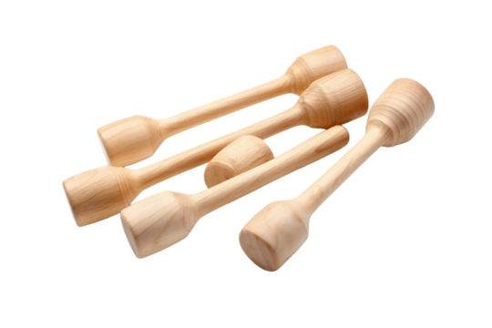 Set of wooden mallets for musical percussion