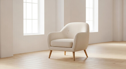 Cozy armchair bathed in natural light, perfect for modern living spaces.