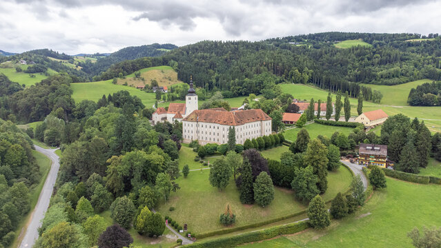 Aerial View of Gest&uuml;t Piber in Voitsberg, Styria &ndash; Historic Lipizzaner Horse Stud Farm in Austria