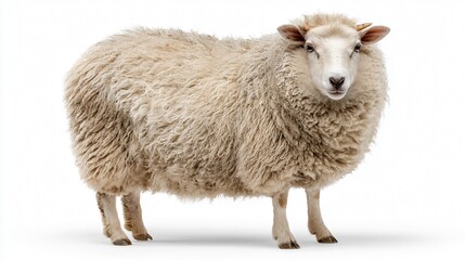 Obraz premium Majestic Sheep with White Coat Standing Outdoors
