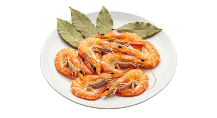 Isolated Cooked shrimp on plate