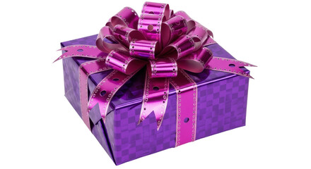 Isolated Purple Gift Box with Bow