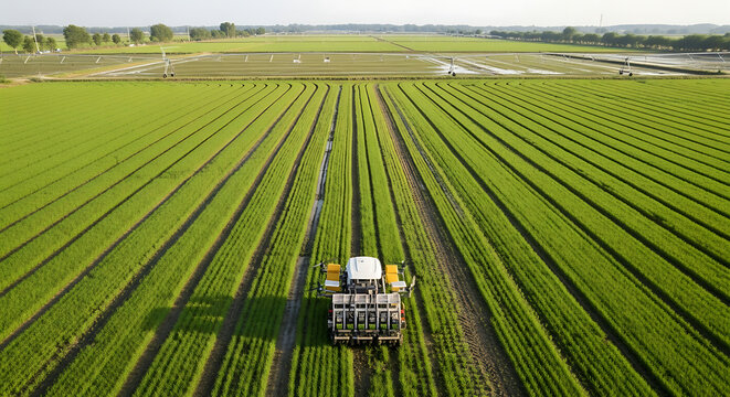 Modern agriculture vibe, like corn and rice farming that has utilized advanced machinery