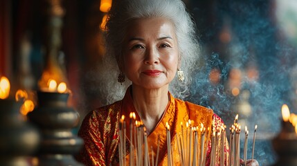 Elderly Person Praying In Religious Place