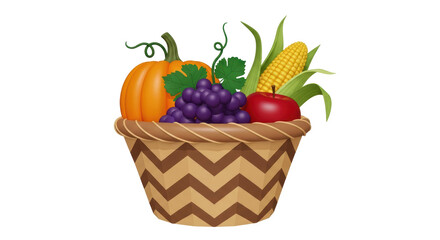 Isolated Basket of Autumn Harvest