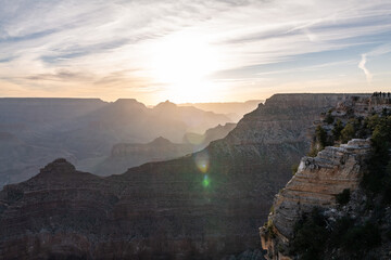 Sedimentary rock. Kaibab Limestone / Kaibab Formation. Harrisburg Member or Fossil Mountain Member ? Mather Point, Grand Canyon National Park. Arizona