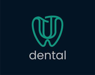 Letter U Dental Logo Design, Modern Initial Dentist Tooth Care Clinic